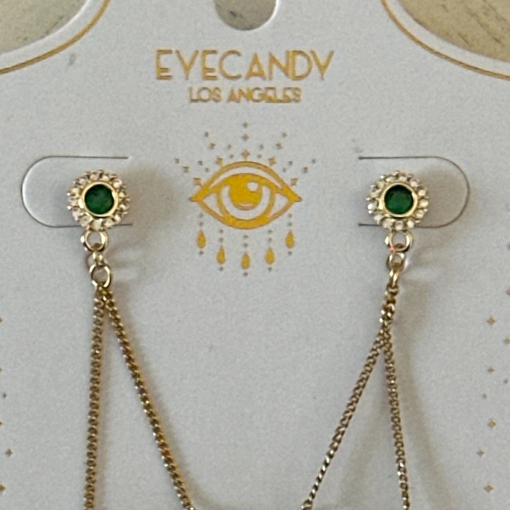Eye Candy LA Luxe Ella 18K Gold Plated & Cubic Zirconia Drop Earrings. New! - Picture 4 of 7